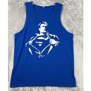 Next Level Apparel Superman Graphic Tank Top Mens Large Royal Blue DC Comics